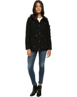 Levi's® Washed Cotton Fashion Four-Pocket Military w/ Hood | Coats & Outerwear