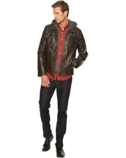 Levi's® Faux-Leather Trucker with Jersey Hood and Fleece Lining | Coats & Outerwear -Youthful Clothes 81UvIWOzRJL. AC SR736920