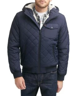 Levi's® Diamond Quilted Bomber with Sherpa Lined Hood | Coats & Outerwear