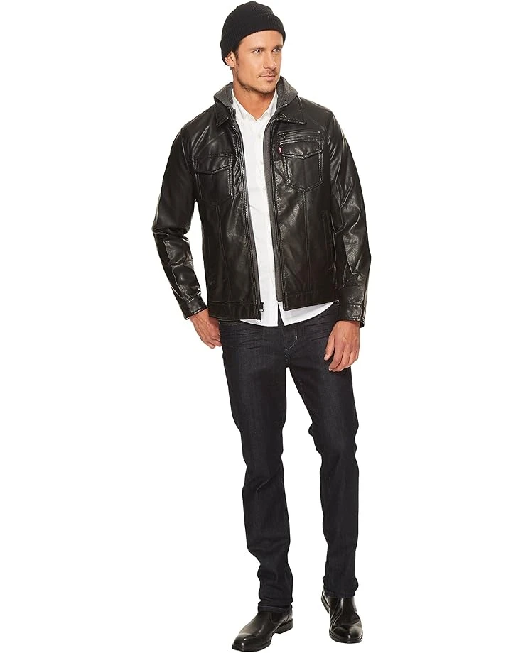 Levi's® Faux Leather Trucker with Jersey Hood and Fleece Lining | Coats & Outerwear 9 Levi's® Faux Leather Trucker with Jersey Hood and Fleece Lining | Coats & Outerwear - Image 7