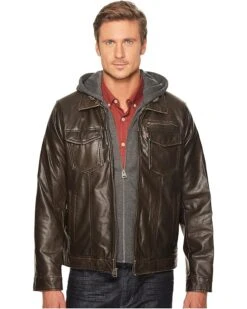 Levi's® Faux-Leather Trucker with Jersey Hood and Fleece Lining | Coats & Outerwear -Youthful Clothes 9179sQKQFyL. AC SR736920