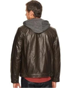 Levi's® Faux-Leather Trucker with Jersey Hood and Fleece Lining | Coats & Outerwear -Youthful Clothes 91OoexFcTuL. AC SR736920