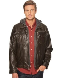 Levi's® Faux-Leather Trucker with Jersey Hood and Fleece Lining | Coats & Outerwear